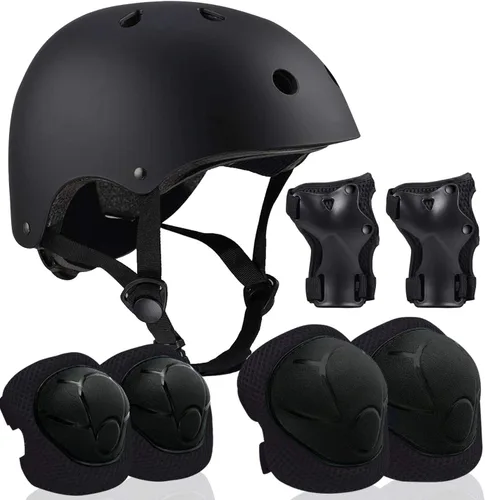 Vista 7 de Casco ajustable para niños de 3 a 16 años, niños pequeños, niños y niñas, equipo de protección con rodilleras, coderas y muñequeras para múltiples