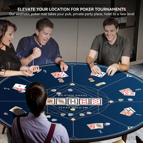 Vista 2 de YUZPKRSI Alfombrilla redonda de póquer de 47 pulgadas, neopreno y goma, Texas Hold'em Poker Juegos de cartas de casino, portátil, bolsa