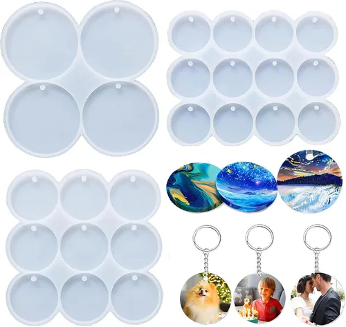 Vista 10 de Moldes de posavasos de resina Loyohep, moldes de silicona para resina, 12 piezas con moldes de posavasos redondos, cuadrados, octagonales y florales