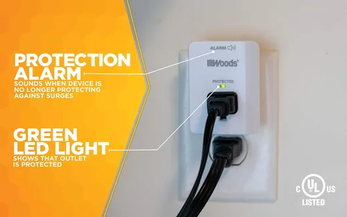 Vista 4 de Southwire Woods - Protector contra sobretensiones - 1 toma de corriente - Protección contra sobretensiones de electrodomésticos 1080J - Luz