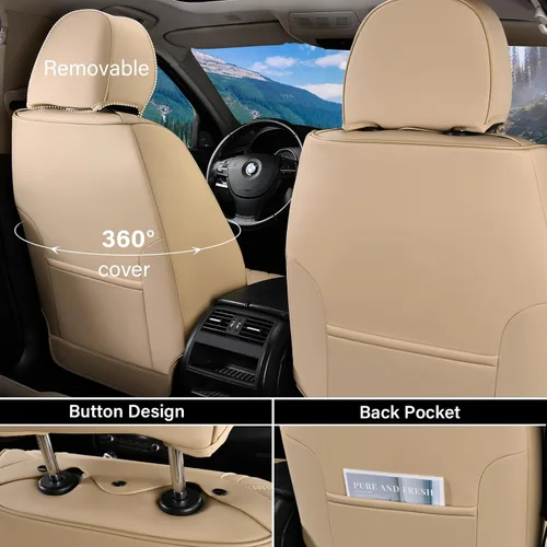 Vista 2 de Coverado - Fundas impermeables para asientos de coche, fundas delanteras para asientos de coche, 2 en 1, fundas protectoras para asientos de coche