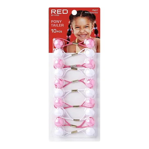 Vista 2 de RED by Kiss 10 ligas para el pelo de bola de 0.63 pulgadas, soportes para cola de caballo de burbujas para niños, niñas, mujeres, bebés, bebés