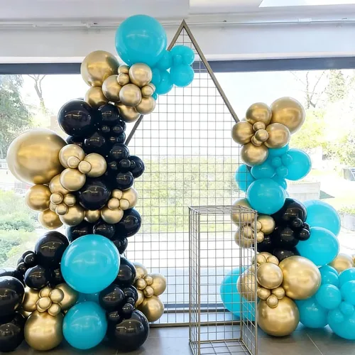 Vista 3 de 110 globos negros y dorados, globos metálicos dorados y negros de 18/12/10/5 pulgadas para graduación 2026, boda, cumpleaños, decoración de fiesta