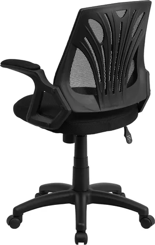 Vista 4 de Flash Furniture Sam Silla de oficina giratoria de malla negra con brazos abiertos