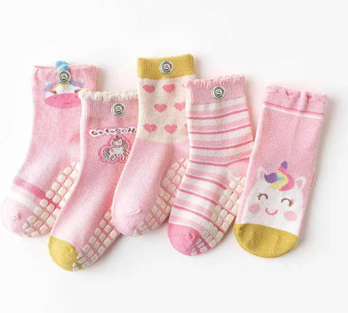 Vista 4 de Calcetines que encajan calcetines de algodón para niñas de diseño con broches integrados