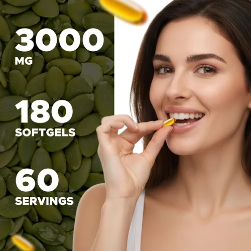 Vista 5 de Vitabod Aceite de semilla de calabaza prensado en frío, 3000 mg por porción, 180 cápsulas blandas, sin OMG y sin gluten