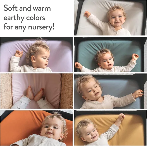 Vista 6 de Sábanas de moisés para el moisés para dormir 4moms Mamaroo, se ajusta a colchón de moisés ovalado de 18 x 30 pulgadas, 100% algodón jersey suave