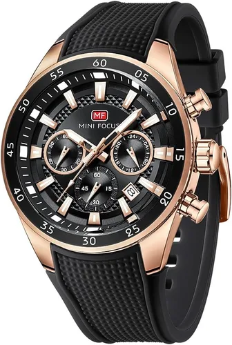 Vista 5 de MF MINI FOCUS Relojes de pulsera casuales de negocios para hombre (multifuncional/impermeable/luminoso/calendario) reloj de moda con correa de cuero