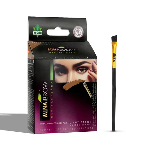 Vista 19 de Polvo de tinte para cejas natural marrón medio de MinaiBrow Kit de tinte instantáneo a prueba de manchas con cepillo doble biselado Marrón medio +