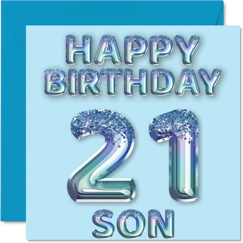 Vista 10 de Stuff4 Tarjeta de primer cumpleaños para niños, globo de fiesta con purpurina azul, tarjetas de feliz cumpleaños para niño de 1 año, nieto, hijo, 57
