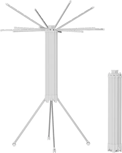 Vista 12 de JOOM Estante de secado de ropa de 4 patas, perchero portátil y plegable que ahorra espacio, estante de secado de ropa para ropa, 4 varillas, 16
