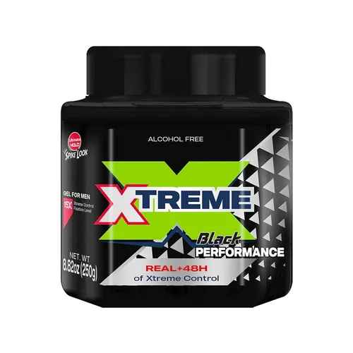 Vista 2 de Xtreme Black Performance Styling Gel para el cabello para hombres, sin alcohol, control Xtreme de 48 horas con aloe vera, tarro de 8.82 onzas