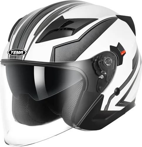 Vista 10 de YEMA Open Face Motorcycle Helmets, DOT Approved 3/4 Moped Helmet Dual Visor Quick Release Buckle, Helmets for Adults Motorcycle Men Women Helmets