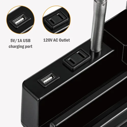 Vista 3 de Lámparas de escritorio pequeñas para oficina en casa, lámpara de mesa con puerto USB y tomacorriente, lámpara de escritorio con soporte