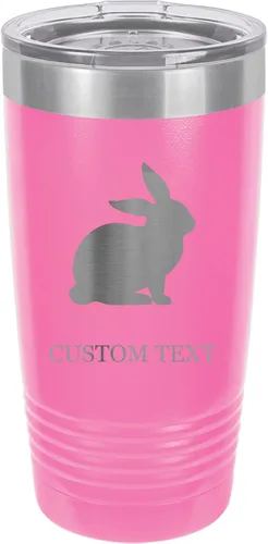 Vista 11 de 20-Ounce Vacuum Insulated Stainless Steel Tumbler Customized Double-Walled Laser Engraved Pink Coffee Mug, Rabbit, Personalized