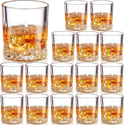 Vista 10 de Yaomiao 12 piezas de vasos de whisky de estilo antiguo de 7 oz con base pesada, vasos de bourbon de vidrio para cócteles, vasos de rocas