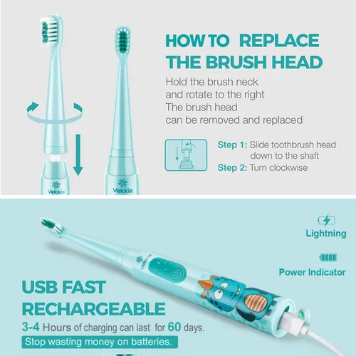 Vista 5 de Vekkia - Cepillos de dientes eléctricos para niños