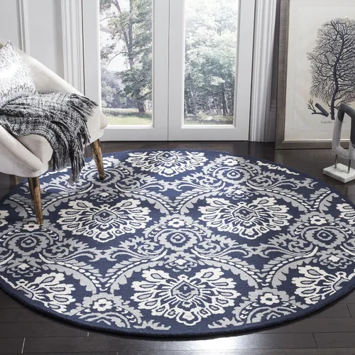 Vista 11 de SAFAVIEH Blossom Collection - Alfombra decorativa, 2 x 3 pies, azul y marfil, lana hecha a mano, ideal para zonas de alto tráfico en entrada, sala