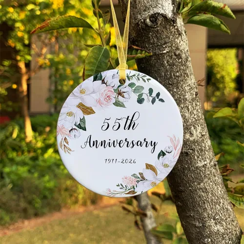 Vista 7 de SIABERTERL Adorno de 55 aniversario 2026, 55 aniversario para parejas y padres, adorno de cerámica de aniversario de 55 años para bodas en el hogar