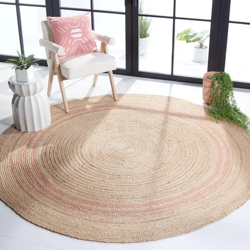 Vista 7 de SAFAVIEH NF807B - Alfombra redonda de fibra natural, 3 pies, redonda, color beige y dorado, hecha a mano con encanto bohemio y trenzado de yute