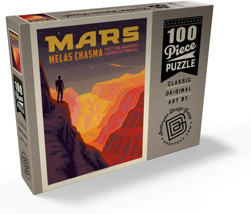 Vista 2 de MyPuzzle Mars: Melas Chasma, póster vintage, rompecabezas prémium de 100 piezas para adultos