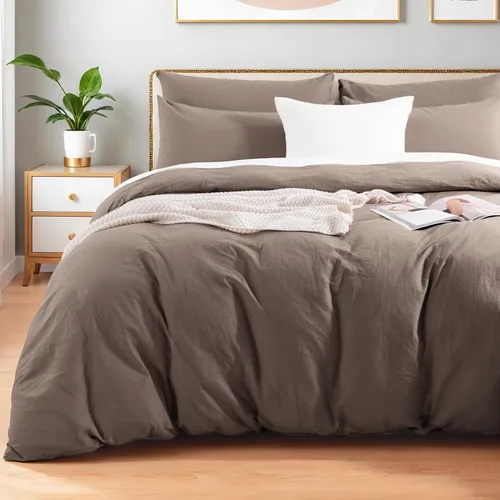 Vista 49 de NEXHOME PRO Funda de edredón Twin XL 100% algodón lavado, transpirable, duradera, texturizada, similar al lino, juego de ropa de cama para el hogar