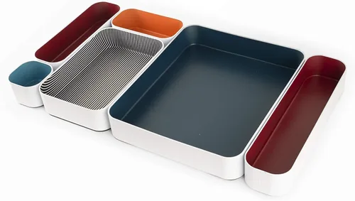 Vista 11 de Organizador de cajones Seattle Three by Three Deep 2" food-safe colorful metal bins; soft non-scratch base; kitchen, vanity, bathroom & office