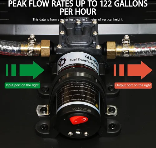 Vista 5 de Bomba de transferencia de combustible de 12 V 75 W, transfiere hasta 120 galones de gasolina o diésel por hora, con tubo de combustible de alta