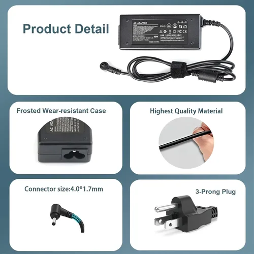 Vista 5 de 20V 2.25A 45W Adaptador de CA Cargador Portátil para Lenovo Ideapad Compatible con 100 110 110s 120s 310 320 320s 510 510s 710s 720s, compatible