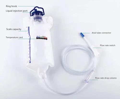 Vista 8 de Kit de enema casero reutilizable, kit de bolsa de enama de 40.6 fl oz para limpieza de colon, bolsa de ducha de colon, kit de limpieza