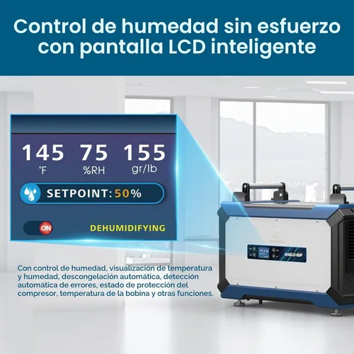 Vista 8 de ARGENDON Deshumidificador comercial de 180 pintas con bomba para espacio de Azul y Blanco
