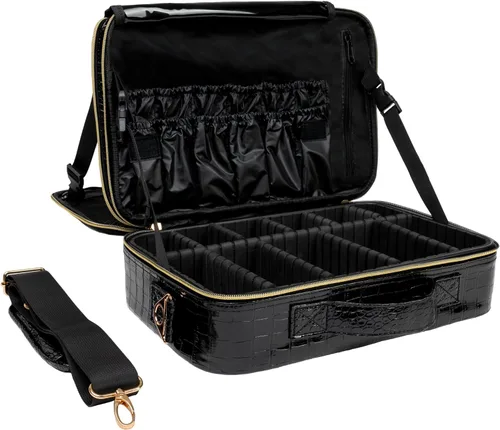 Vista 14 de Carrywell Estuche de viaje para maquillaje, no hecho en China, estuche de tren duro para cosméticos, organizador portátil de artistas de belleza