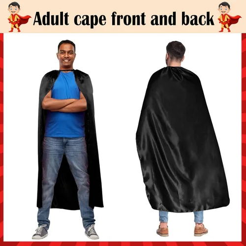 Vista 2 de Maklulu Capas y máscaras de superhéroes para adultos, capas de Halloween, disfraces de superhéroes Negro