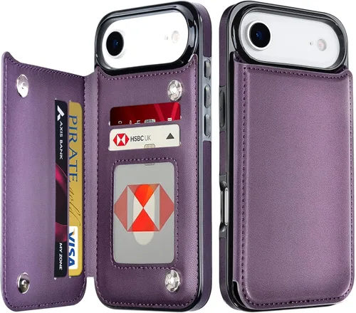 Vista 24 de Bizzib Funda tipo cartera para iPhone 17e con tarjetero, piel sintética de alta calidad, ranuras para tarjetas, protección contra caídas, a prueba