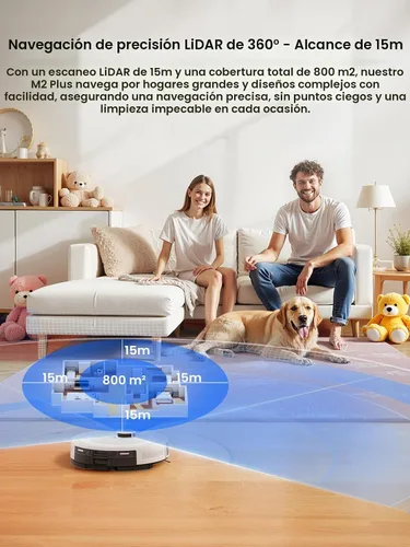 Vista 3 de Lefant - Robot aspirador y fregona LiDAR, autovaciado de 75 días, succión potente de 6000 Pa, limpieza personalizada, mapeo del hogar, 140 minutos