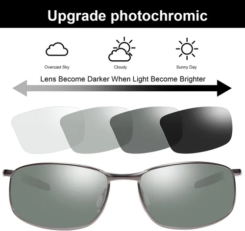 Vista 2 de YIMI Gafas de sol polarizadas para conducción fotocromática z87 para hombres y mujeres gafas de seguridad diurna y nocturna (A395-black), A395-negro