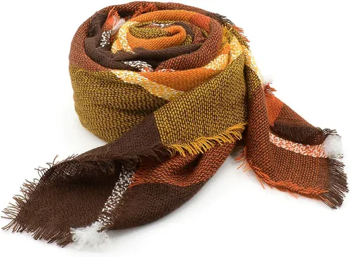 Vista 3 de American Trends Bufanda de otoño e invierno para mujer, bufanda a cuadros con borlas, suave y cálida manta para mujer
