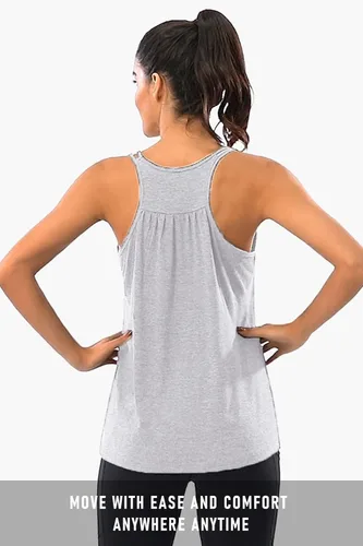 Vista 4 de Hibelle Camiseta sin mangas para mujer con cuello redondo y espalda cruzada