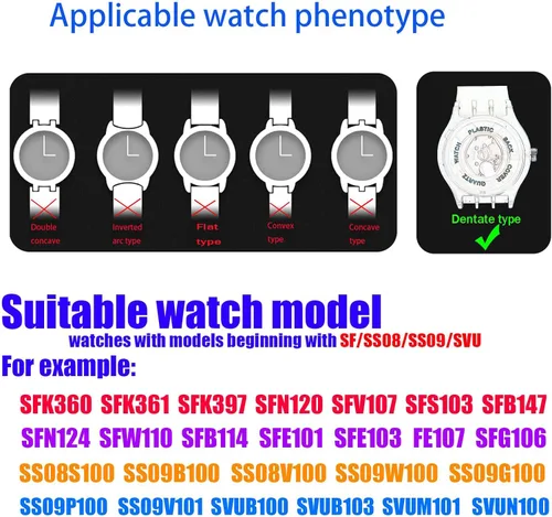 Vista 6 de Correa de reloj de goma ultrafina de 0.630 in para mujer, compatible con Swatch, correa de reloj de silicona de repuesto, impermeable, para mujer