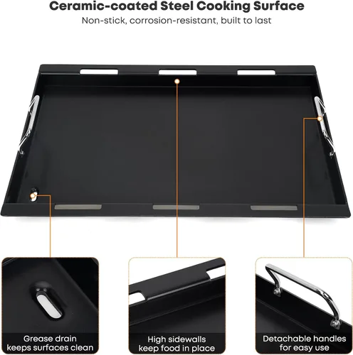 Vista 3 de Stanbroil Placa de Plancha Completa para Parrilla de Gas Weber Spirit 200 Series de 2 Quemadores, Placa Plancha de Superficie Plana Antiadherente