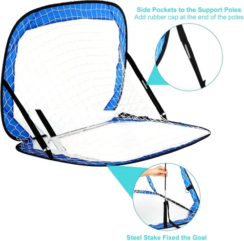 Vista 3 de PATIKIL Portería de fútbol portátil de 4 x 3 pies, red de fútbol plegable con bolsa de transporte para entrenamiento, plegable, para interiores