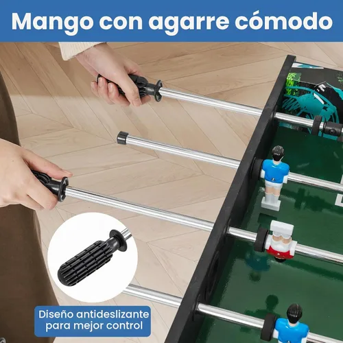 Vista 9 de GYMAX Mesa de futbolín, juego de mesa de fútbol de 37 pulgadas con 2 bolas, anotadores manuales, construcción de MDF resistente para sala