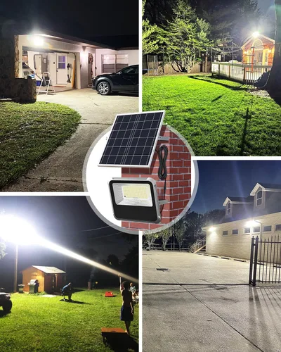 Vista 7 de Engrepo Luz solar al aire libre, 10000LM Luces Solares del atardecer al amanecer Auto On/Off Luz de inundación de seguridad alimentada por energía