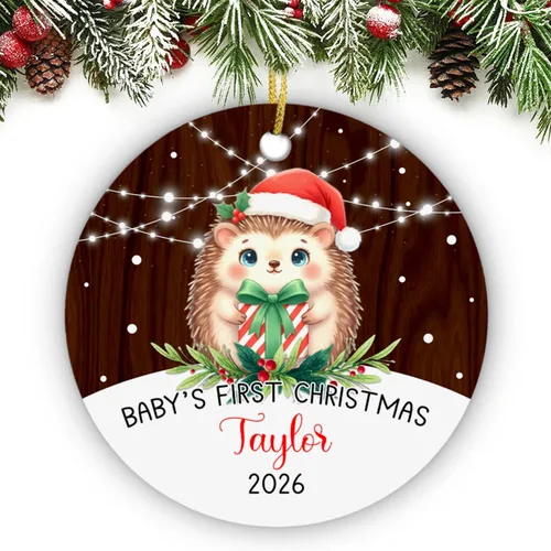 Vista 14 de Adorno de conejito de bebé, adorno personalizado con nombre y año para recién nacido 2026, decoración de conejo de Navidad personalizada, regalo