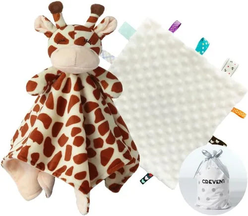 Vista 19 de CREVENT Mantas de bebé suaves y acogedoras para niños y niñas + manta de seguridad, juego con una bolsa de regalo esenciales para recién nacidos Gris