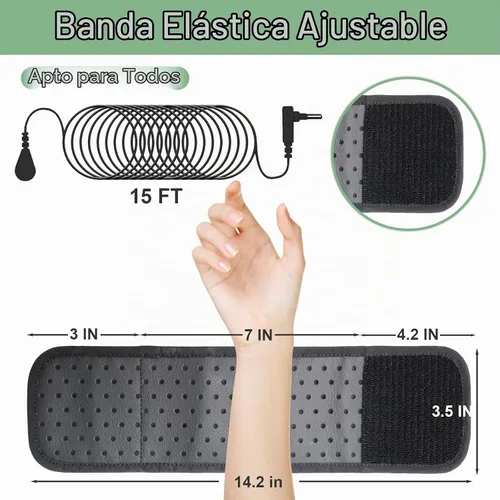 Vista 4 de Pulsera de conexión a tierra YEOUMIAR, brazalete de conexión a tierra con cable de 15 pies, banda de muñeca conectada a tierra para dormir, energía