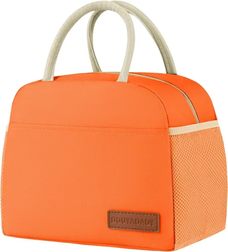 Vista 8 de douyadady Bolsa de almuerzo para mujeres/hombres, fiambrera mujeres/hombres (azul bebé+rayas blancas) Espacioso, ligero, impermeable, resistente