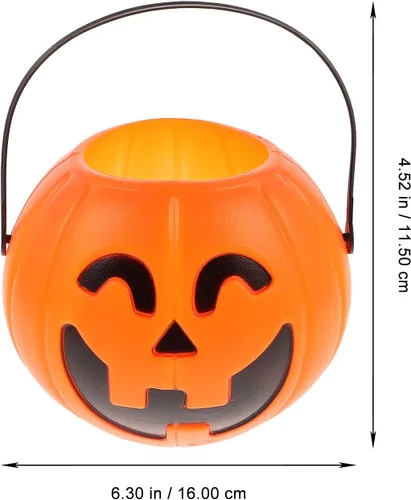 Vista 2 de TOYANDONA 3 piezas de calabaza cubo calabaza decoración mini decoración Halloween decoración adornos colgante de Halloween niños truco o trato