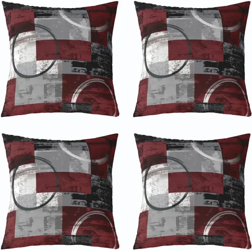 Vista 20 de Erosebridal Paquete de 4 fundas de almohada con diseño de círculos circulares y retro, color verde azulado degradado, fundas de cojín redondas Multi