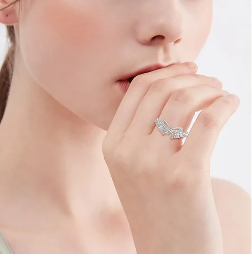 Vista 4 de FJ Anillo de mariposa de plata de ley con diseño de animales vintage celta